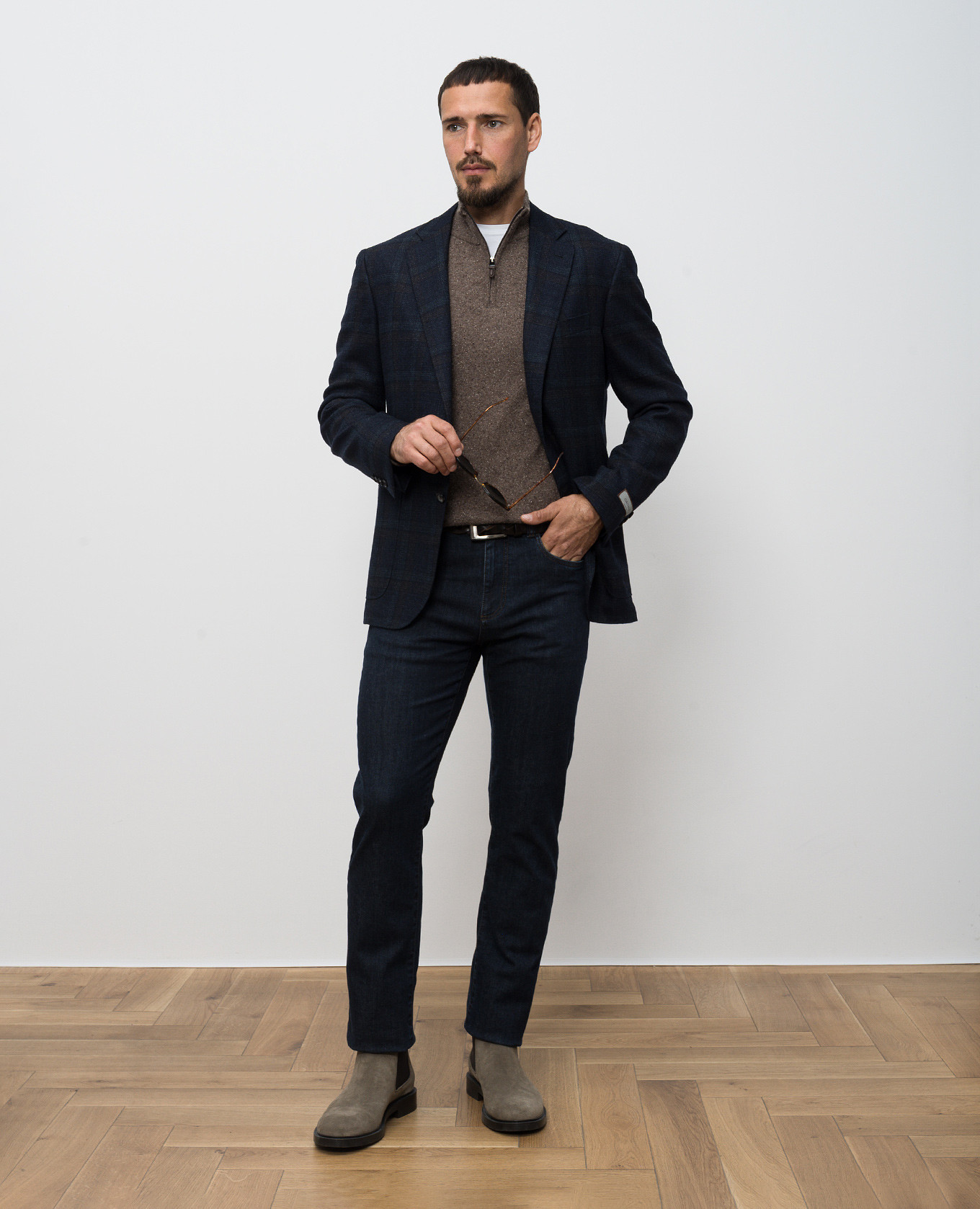 

Blue checked wool jacket Canali