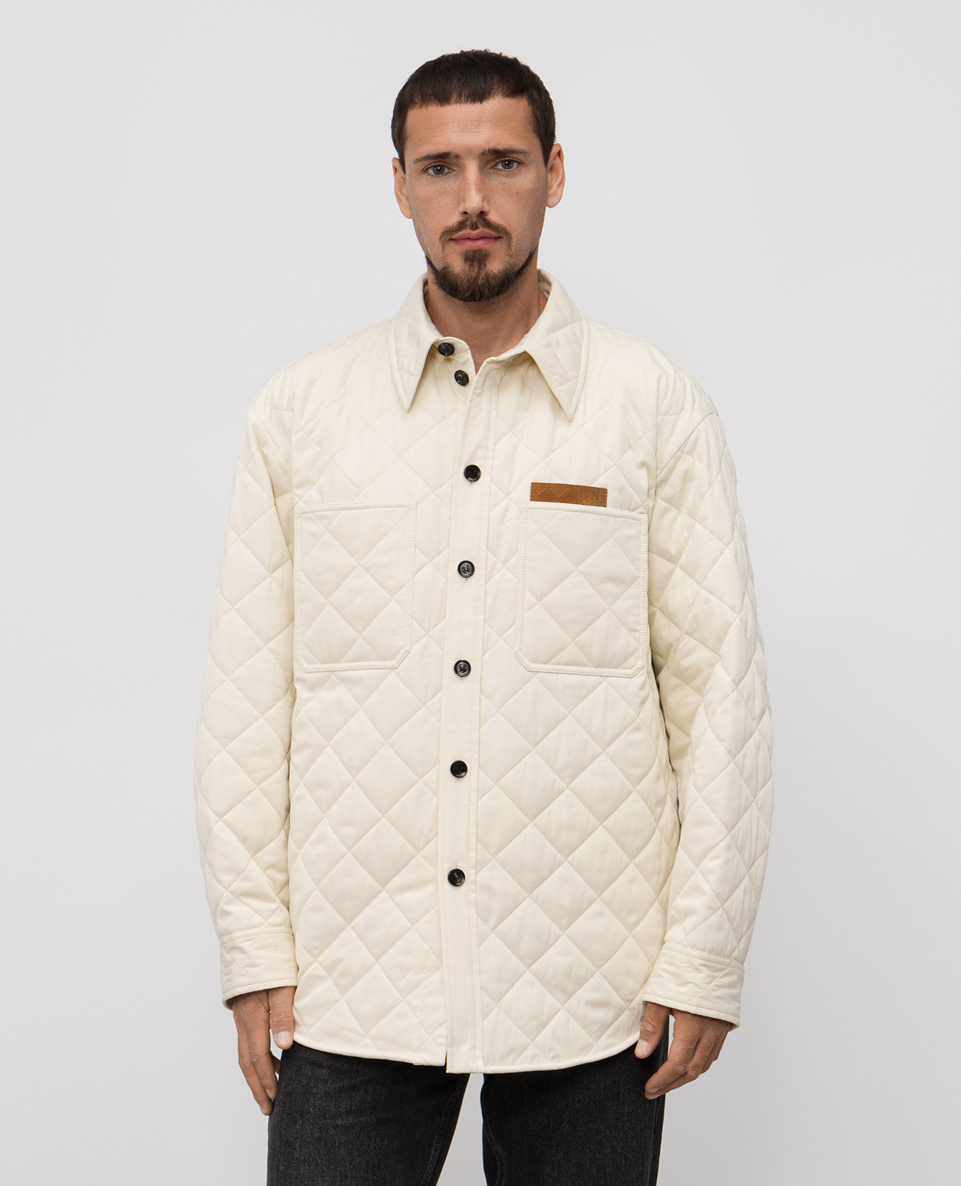 

Beige quilted shirt jacket Bottega Veneta