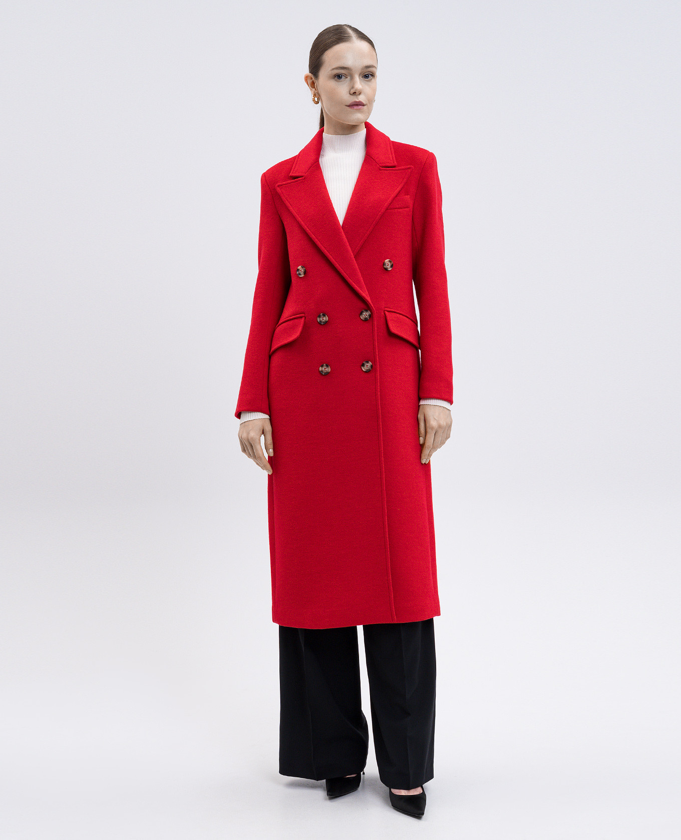 

Red double-breasted coat with wool Twinset