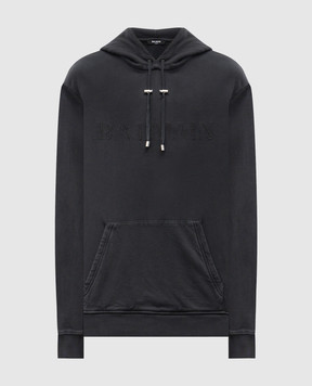 Balmain Grey hoodie with logo embroidery FH1JT047BC72
