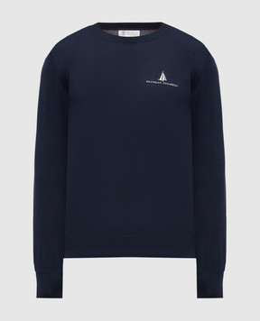 Brunello Cucinelli Blue sweater with logo embroidery M29805800P