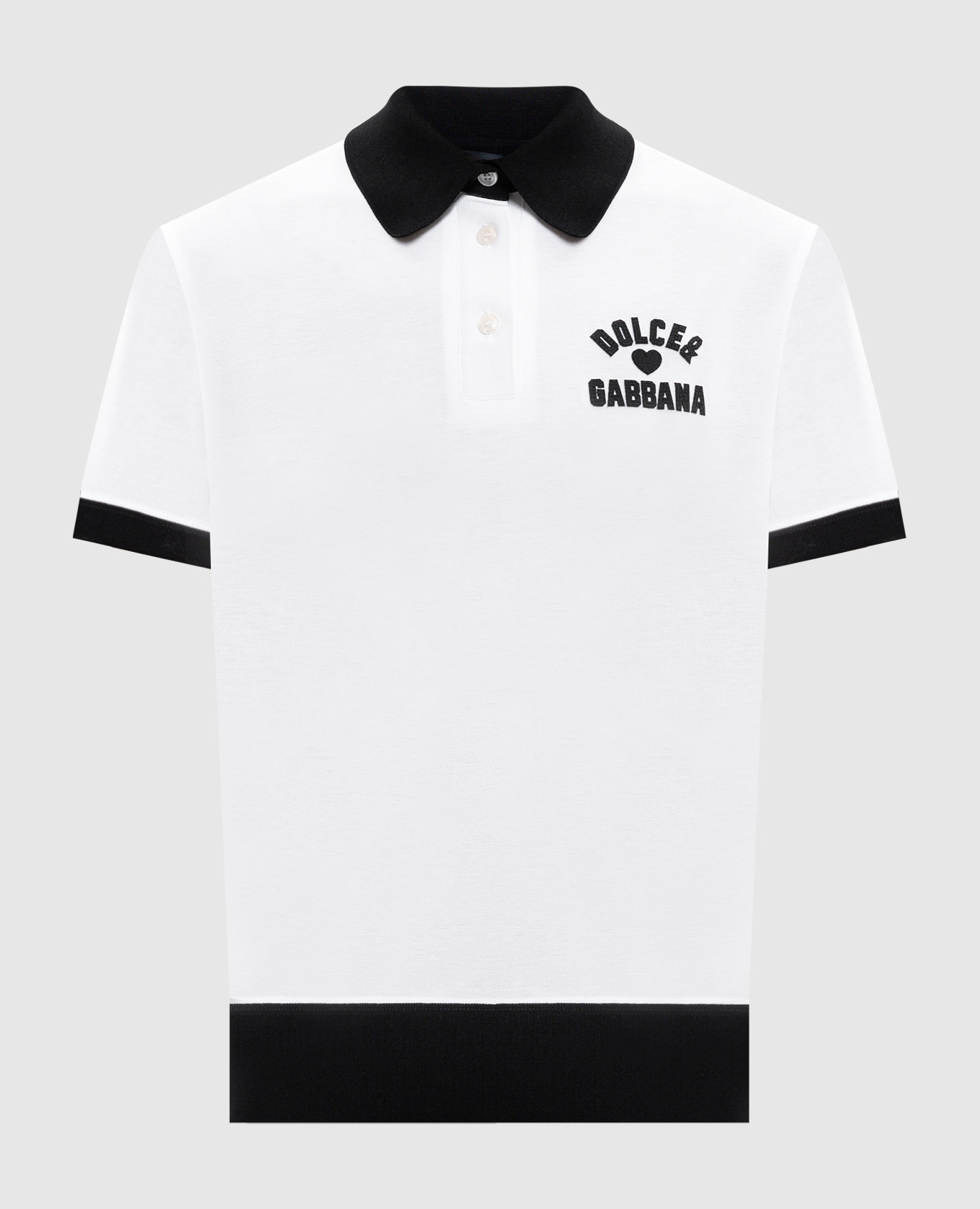 

White polo with contrasting logo applique Dolce&Gabbana