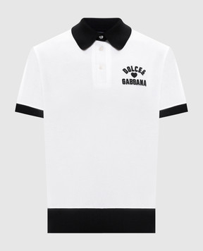 Dolce&Gabbana White polo with contrasting logo applique F8V33ZGDDBE
