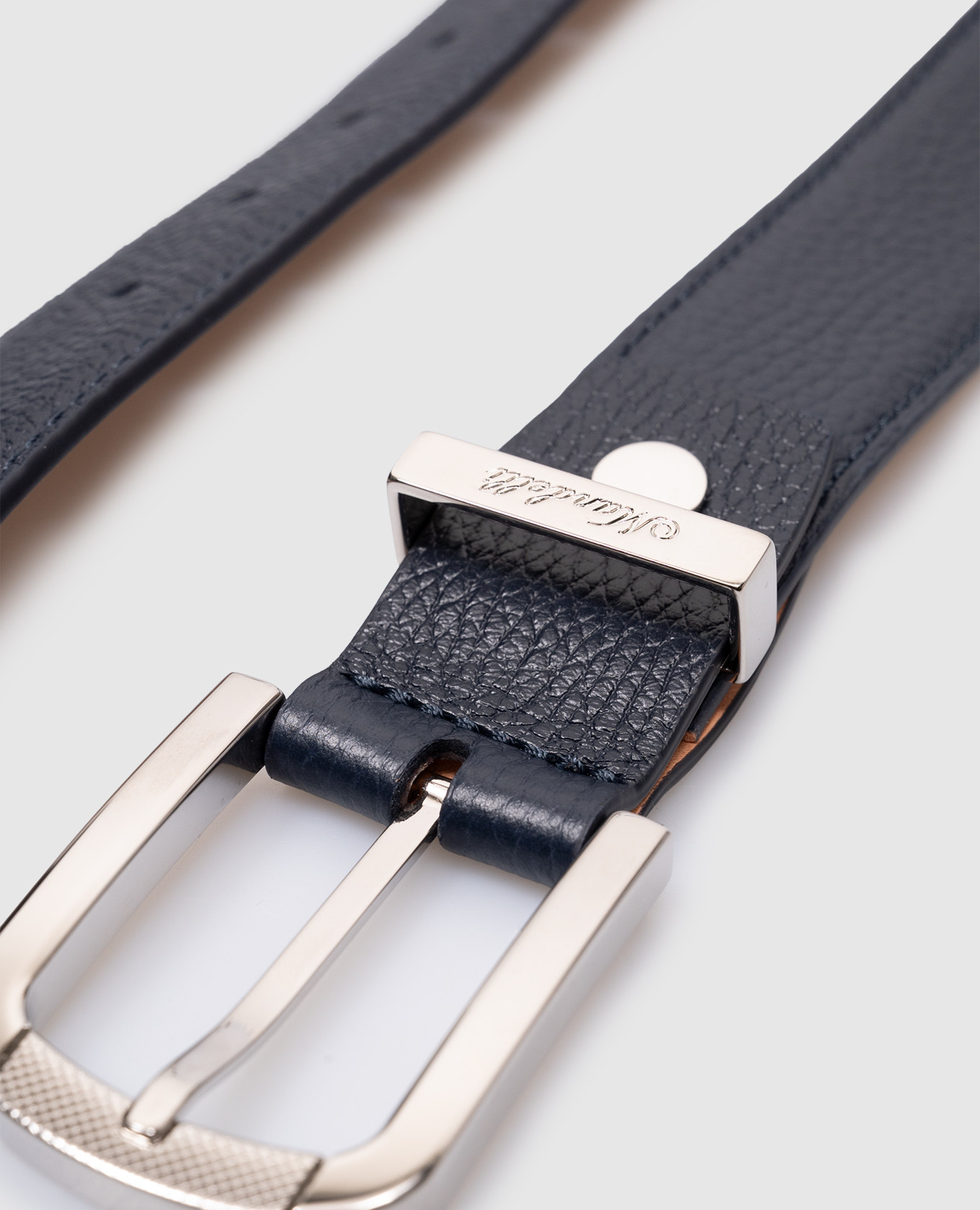 

Blue leather strap with logo Enrico Mandelli