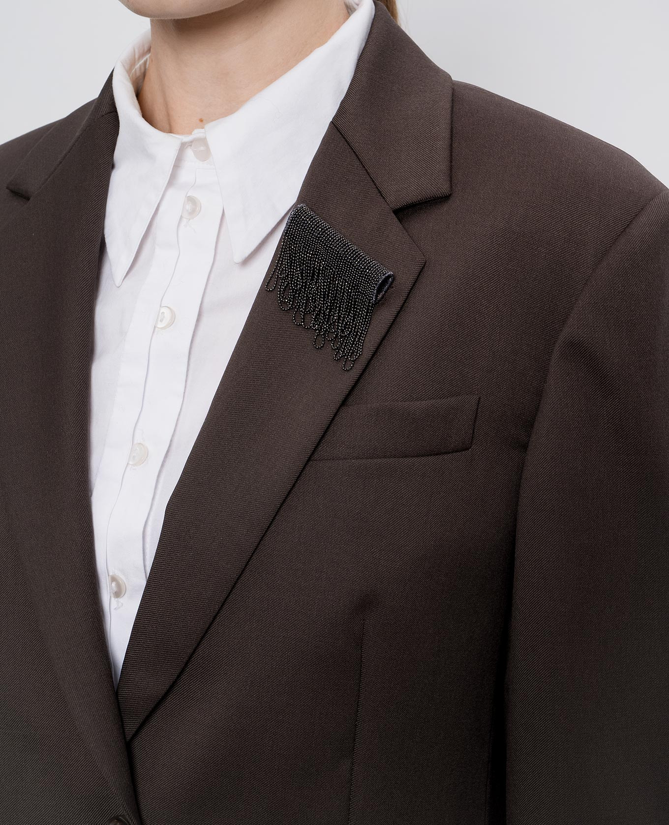 

Brown wool and mohair jacket with monil chain Brunello Cucinelli