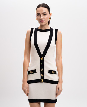 Balmain White double-layered mini dress with contrasting trim EF1R5086KH88