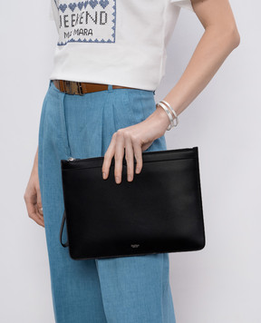 Max Mara Black leather clutch with logo CLASSICPOUCHM