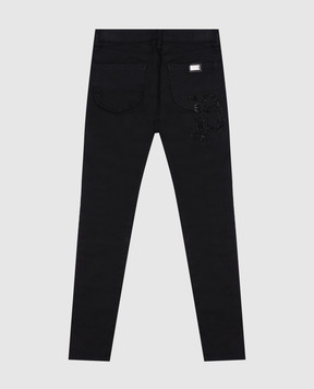 Philipp Plein Children's black slim jeans with crystals GDT0041610