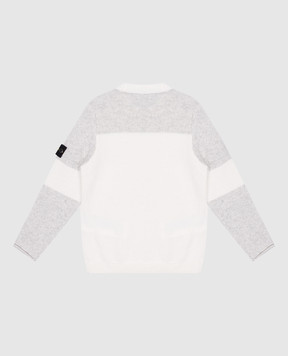 Stone Island Kids white wool and cashmere jumper with logo patch 8116521Z21012