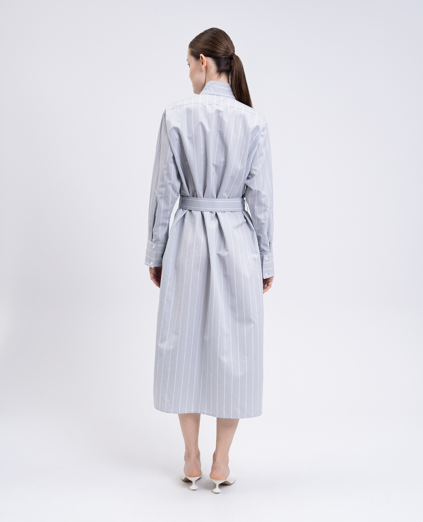 

Phillipa Gray Striped Silk Shirt Dress PROENZA SCHOULER, Grey