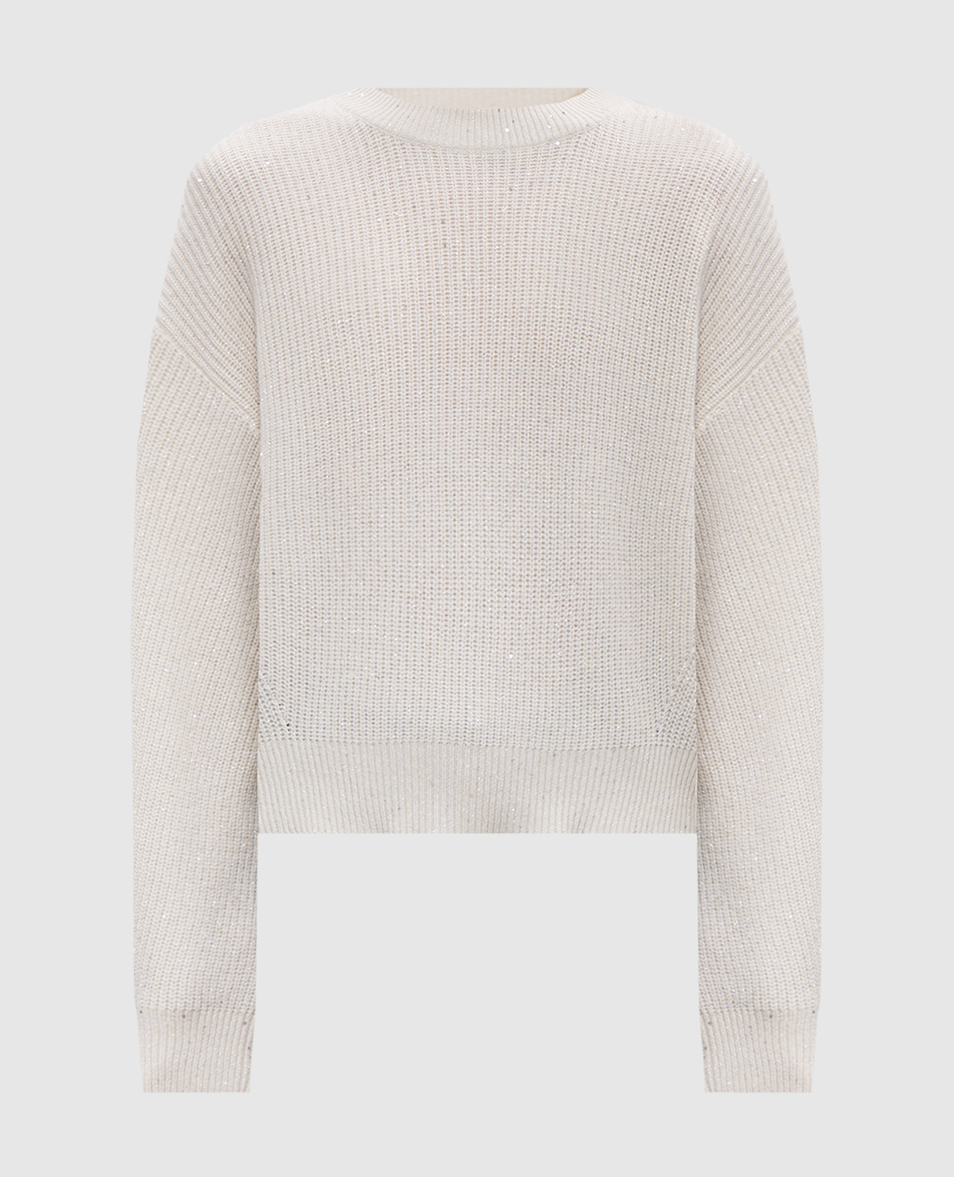 White cashmere and wool sweater with sequins and lurex brunello cucinelli