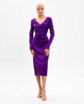Dolce&Gabbana Purple midi dress with drapery F6DJFTFURHM