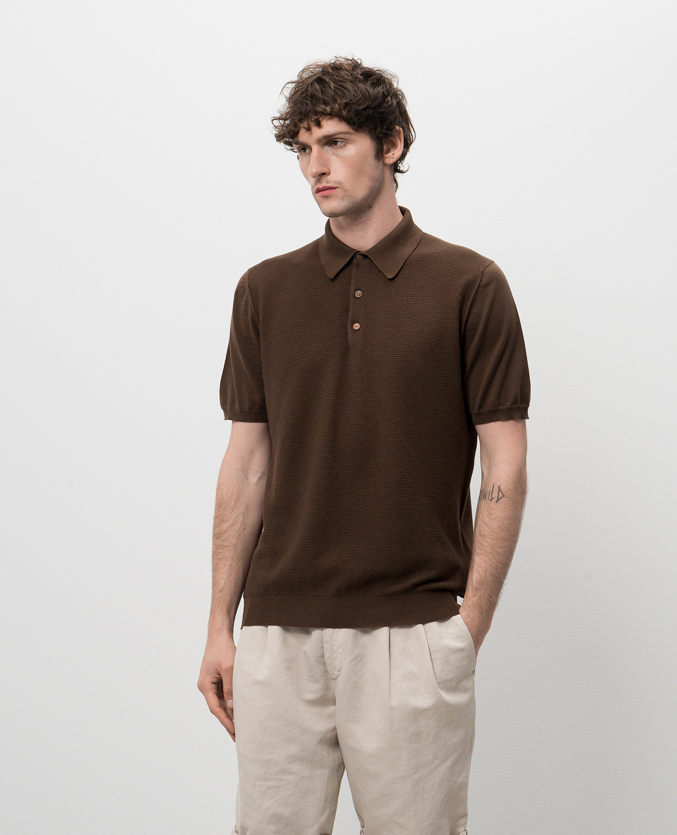 

Khaki polo shirt with pattern Kiton