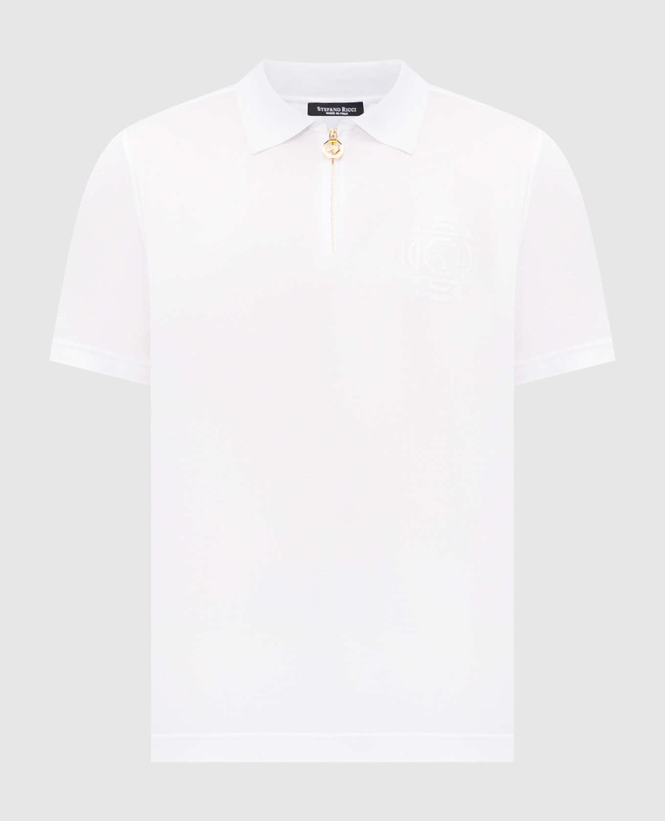 

White polo shirt with embroidered emblem Stefano Ricci