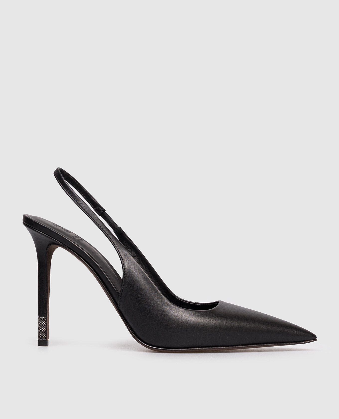 Black leather slingbacks with monil chain Brunello Cucinelli