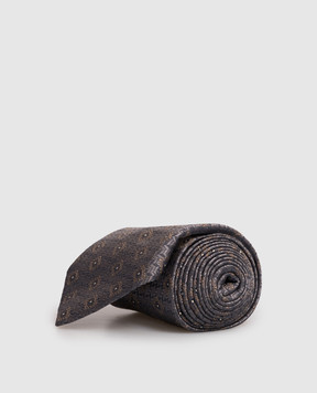 Brunello Cucinelli Gray patterned silk tie MI8850018