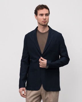 CAPOBIANCO Blue jacket with logo patch 18M214CS00