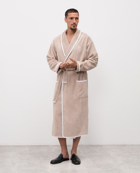 Brunello Cucinelli Beige terry robe with embroidered emblem MLB925152