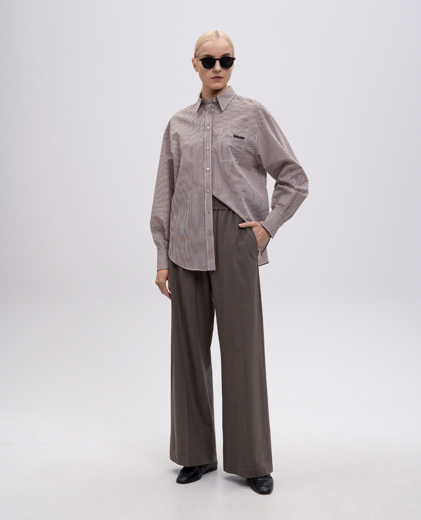 

Brown striped shirt with monil chain Brunello Cucinelli