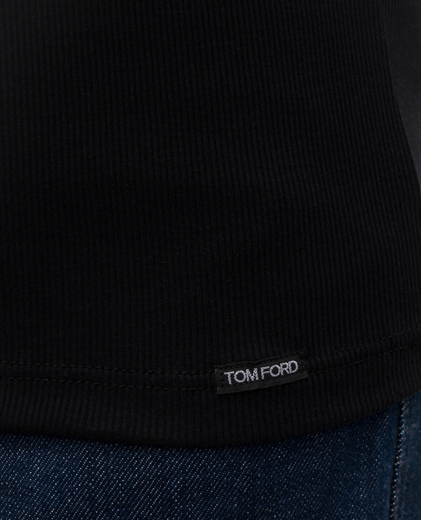 

Black ribbed T-shirt with logo Tom Ford