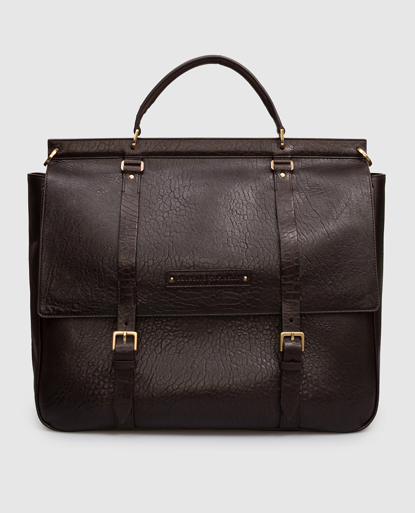 

Brown leather Casual briefcase with logo patch Brunello Cucinelli