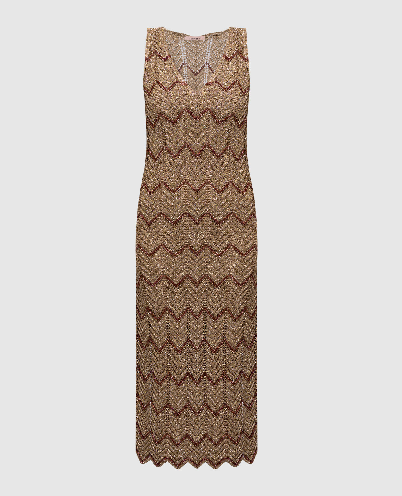 Beige midi dress with a pattern Twinset