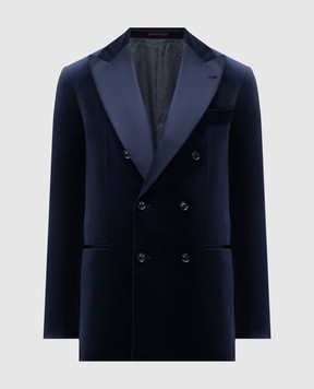 Brunello Cucinelli Blue velvet jacket with silk MV420GS07