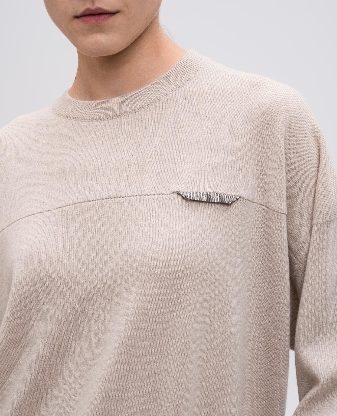 

Beige cashmere jumper with monil chain Brunello Cucinelli
