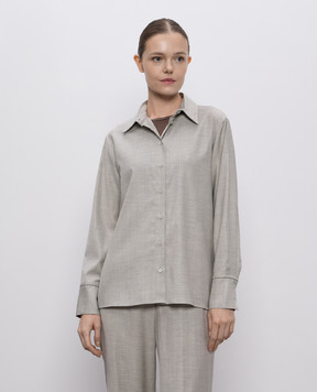 Peserico Gray wool shirt with monil chain A0664406461