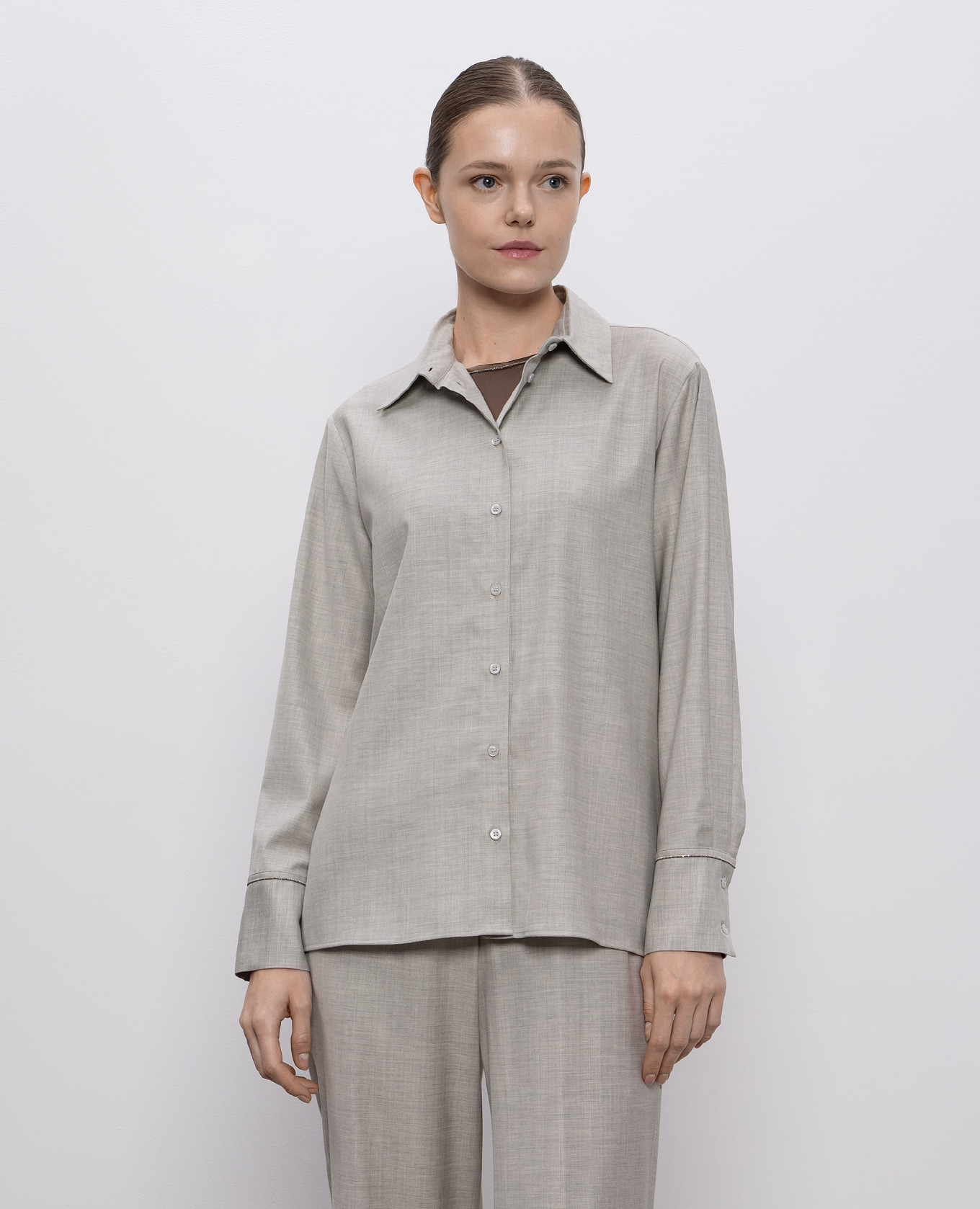 

Gray wool shirt with monil chain Peserico, Grey