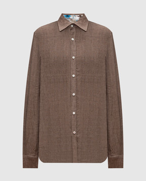ISAIA Brown linen shirt 008358C9769