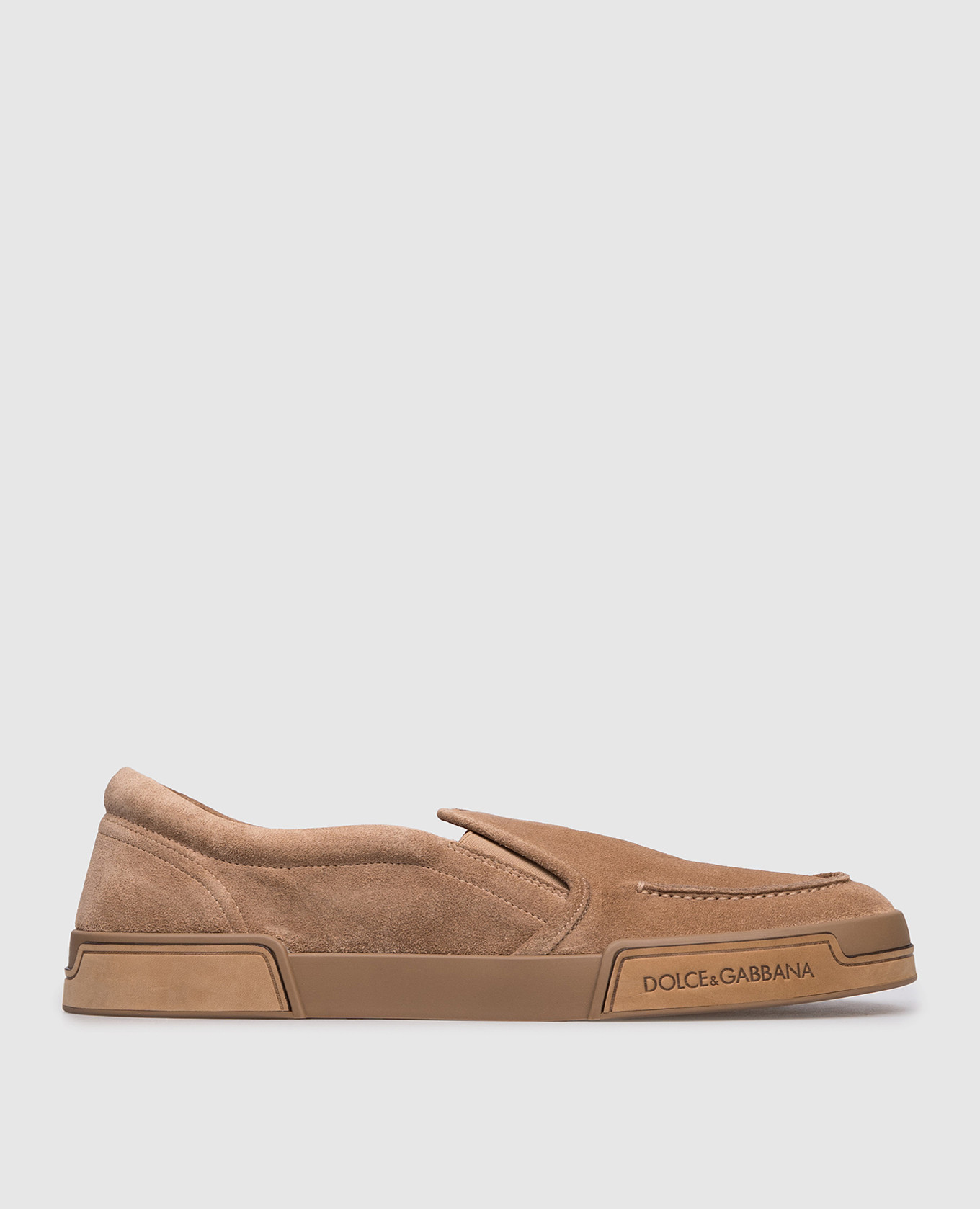 Beige suede slip-ons with logo Dolce&Gabbana