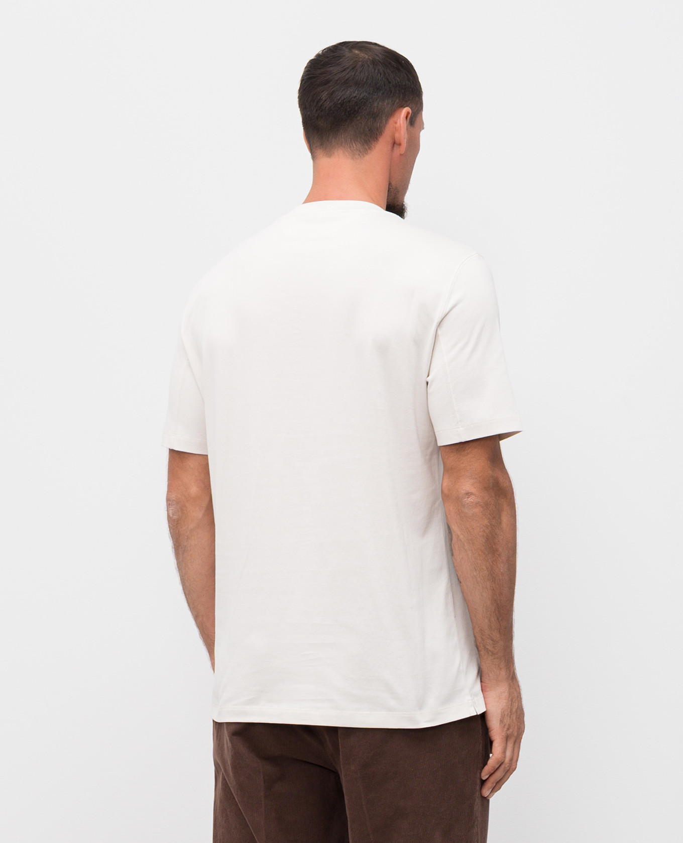 

Beige T-shirt with logo emblem print Brunello Cucinelli
