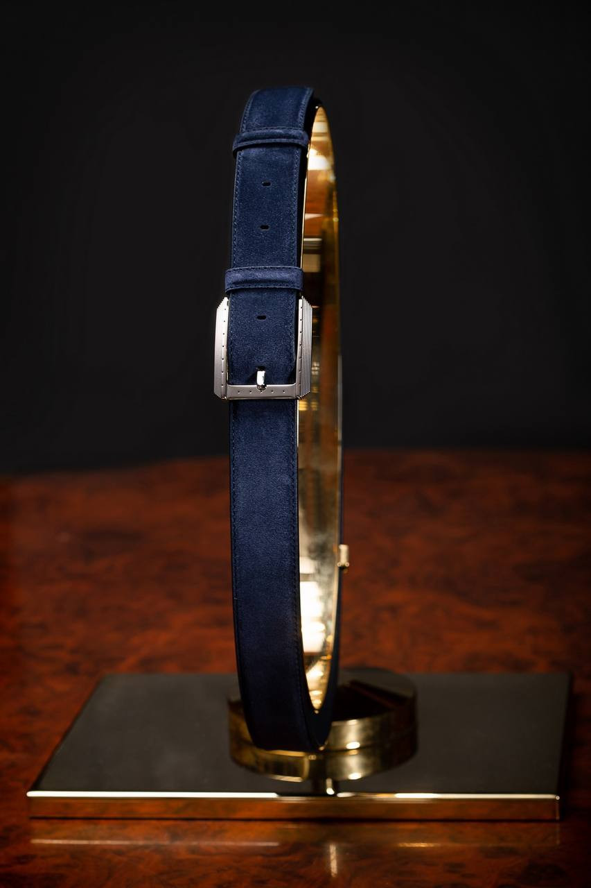 

Blue suede belt with logo engraving Stefano Ricci