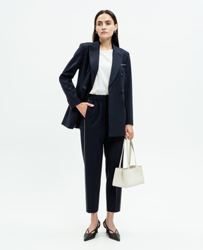 Peserico Blue double-breasted wool jacket with monil chain A0163300668