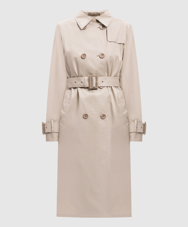 Herno - Beige double-breasted trench coat with logo