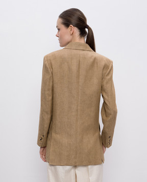 Max Mara GERLA brown double-breasted linen jacket GERLA