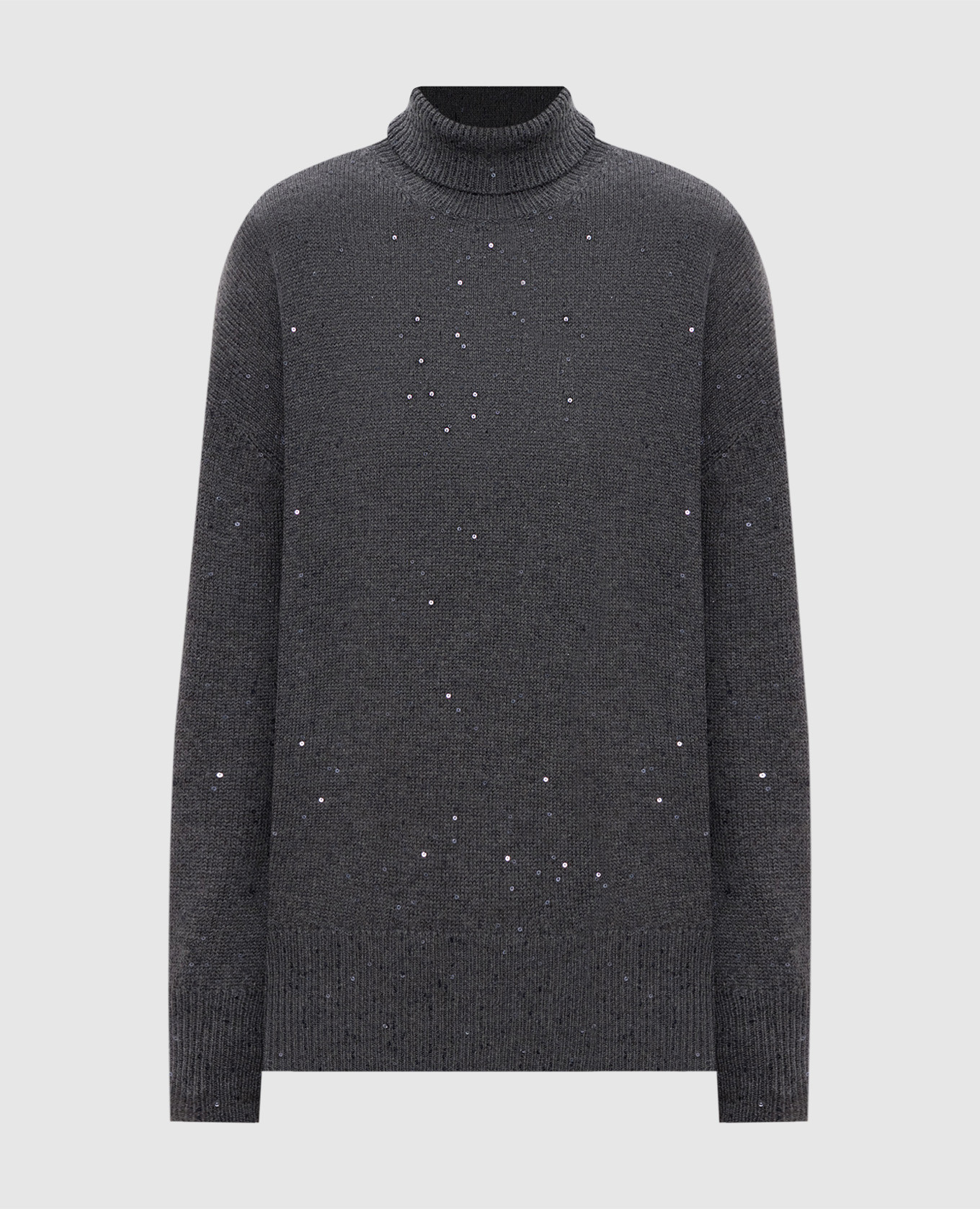 Gray cashmere and silk sequin sweater Brunello Cucinelli