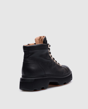 Santoni Black leather boots with logo WTHY71293GA2NLGA