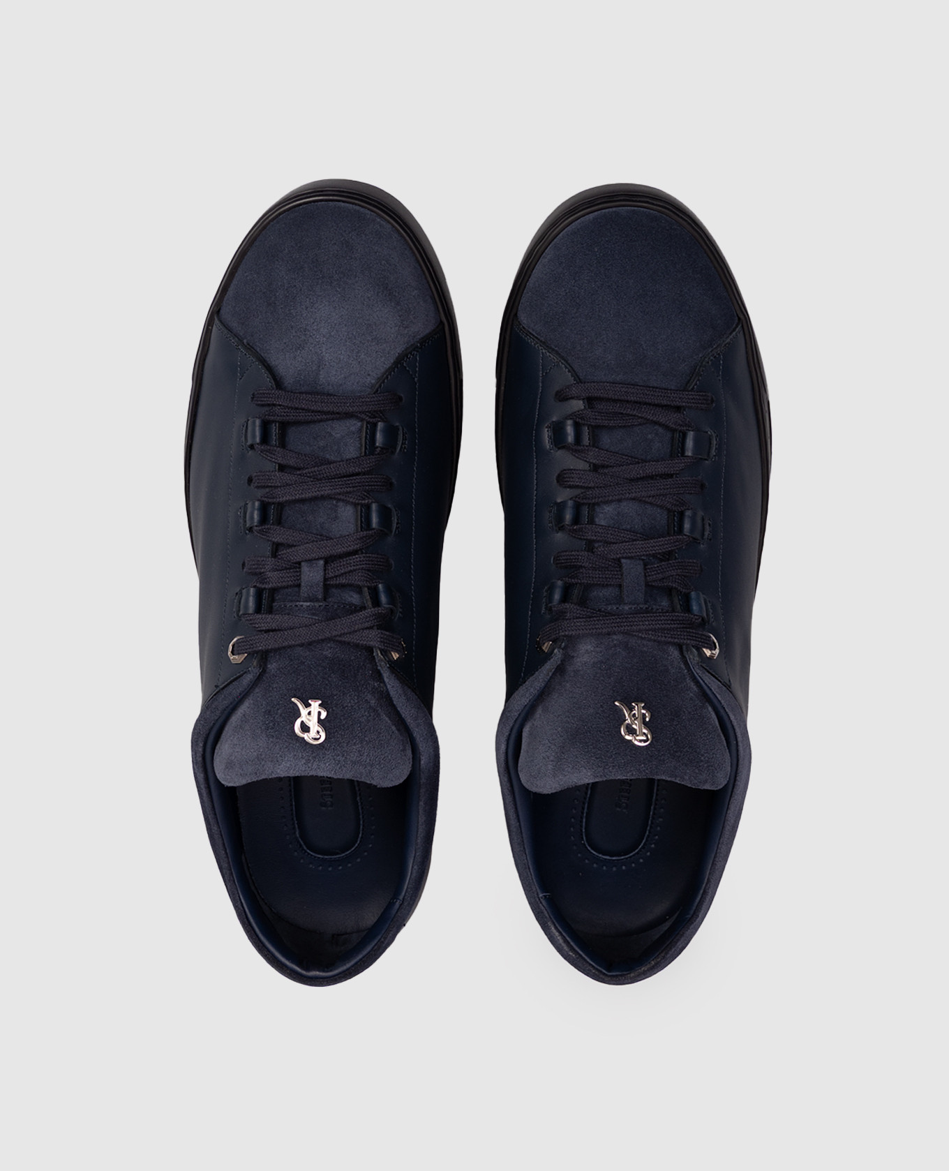 

Blue leather sneakers with logo Stefano Ricci