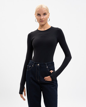Juun.j Black bodysuit with logo print JW5941W025