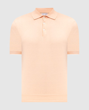 Brunello Cucinelli Orange polo with piping M29800125