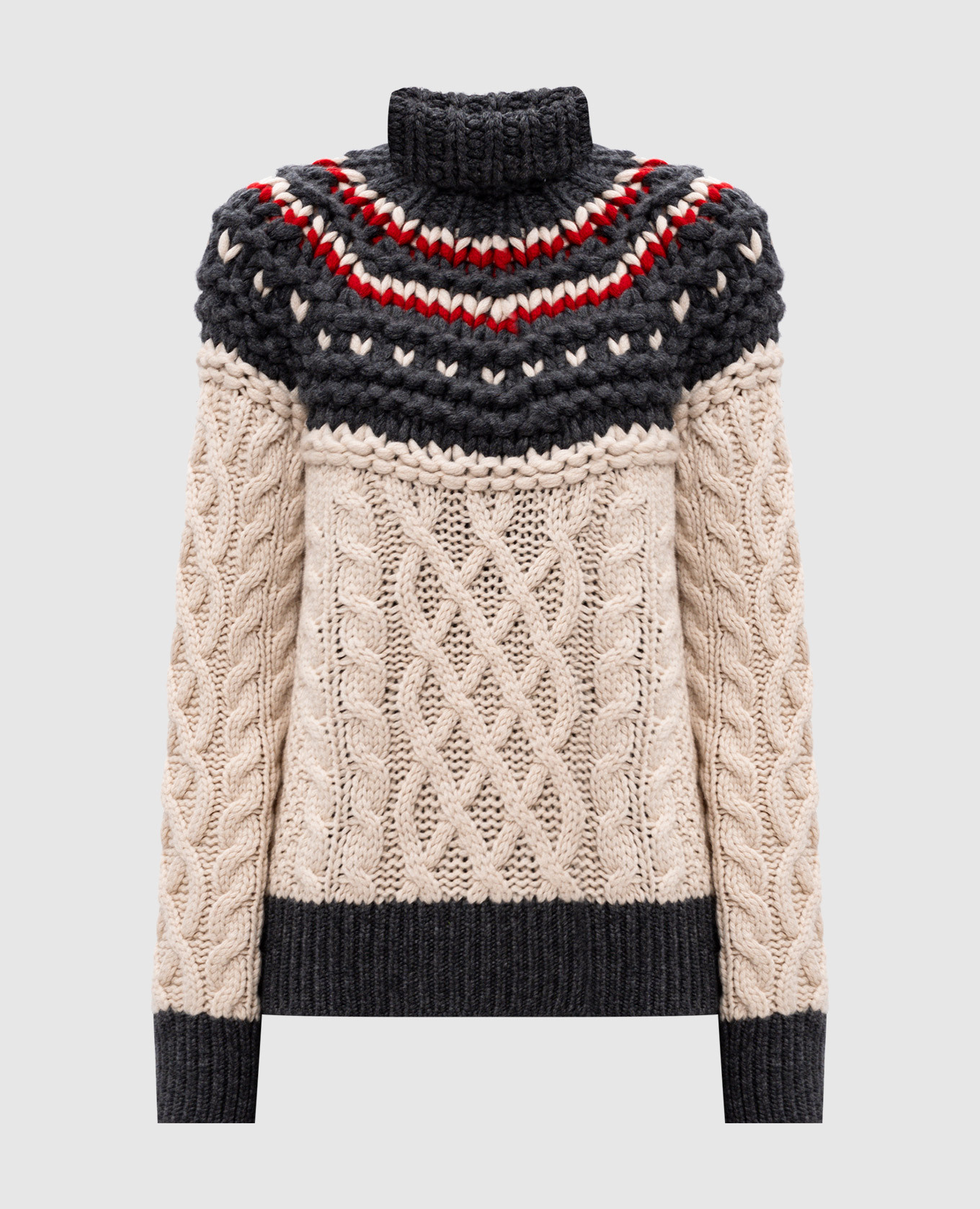 Beige sweater made of cashmere in a jacquard pattern brunello cucinelli