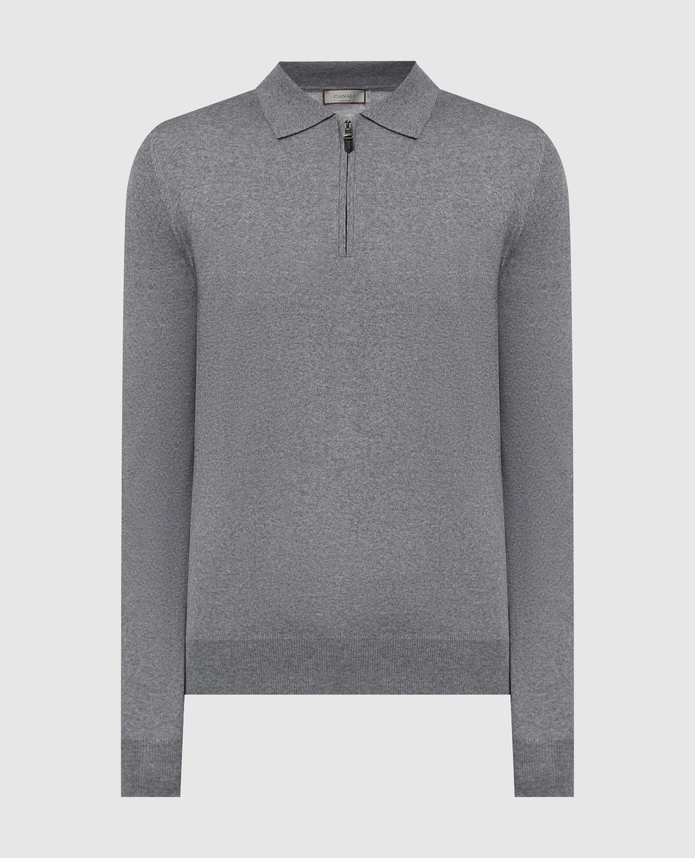Grey melange wool polo shirt Canali