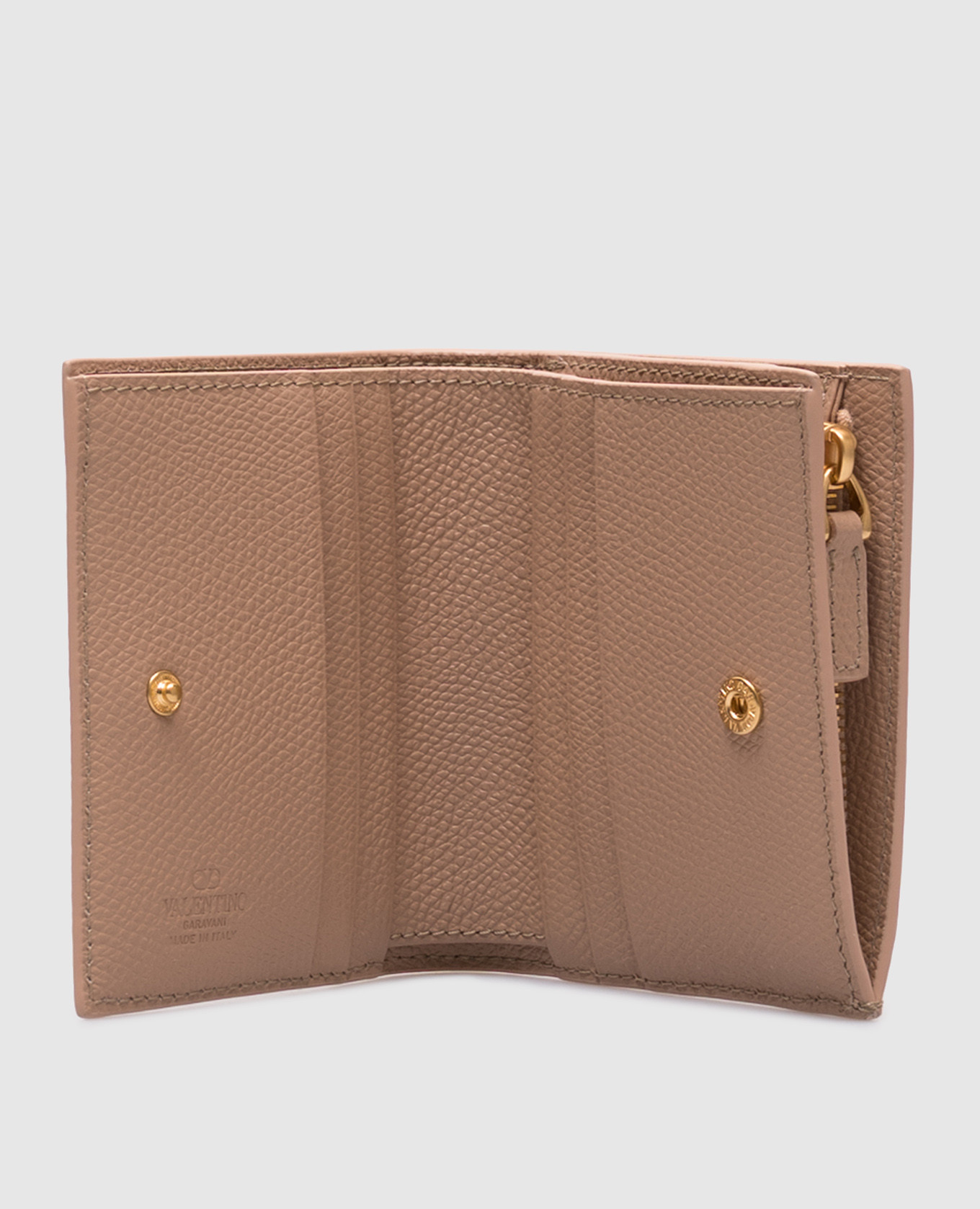 Beige leather wallet with logo Valentino 3