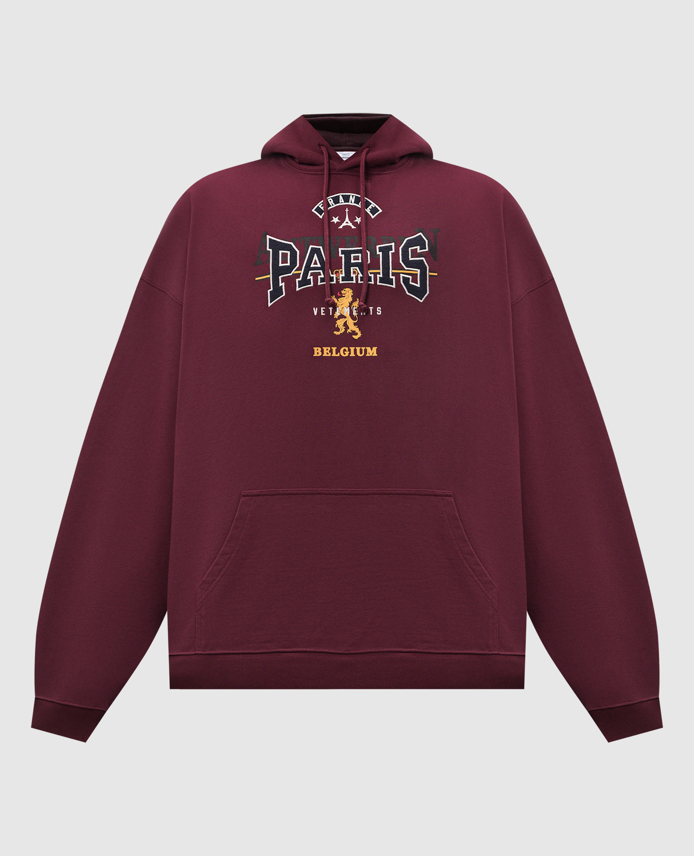 

Maroon hoodie with branded patch and double hood Vetements, Burgundy