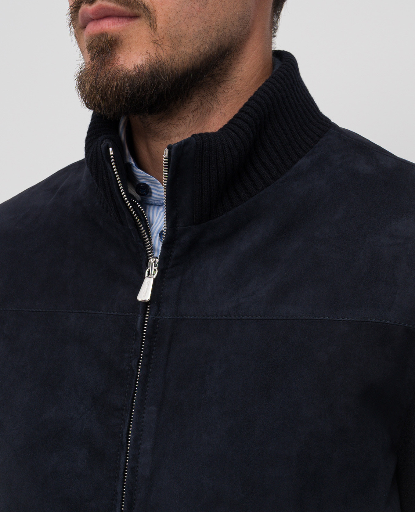 

Blue suede and cashmere jacket Enrico Mandelli