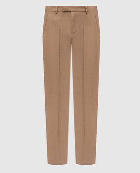 Versace Brown wool trousers with logo patch 10166481A15433