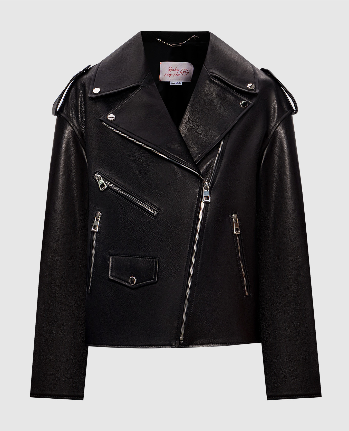 

Black leather biker jacket Babe Pay Pls