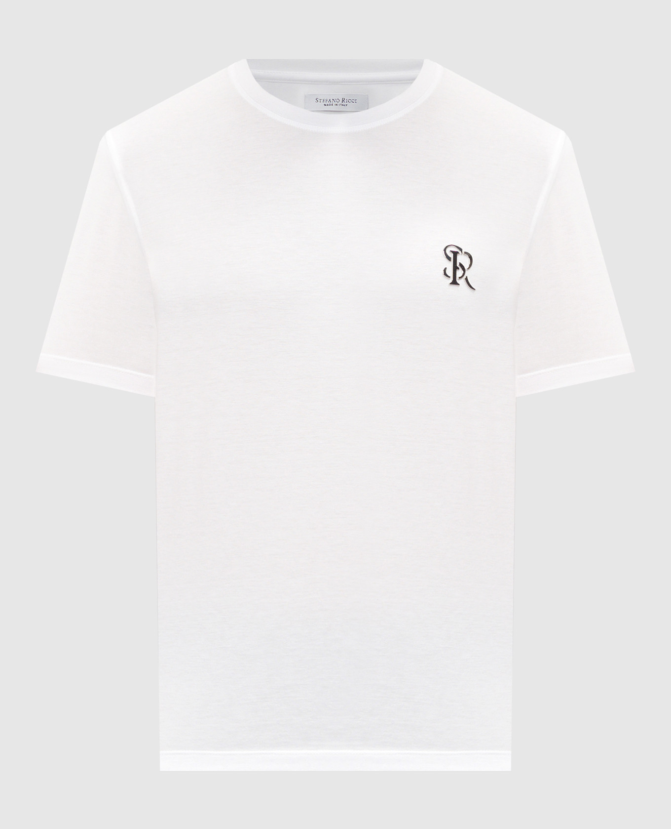 

White t-shirt with metallic logo Stefano Ricci